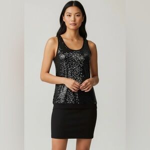 Michael Kors Black Sequin Tank Top Women’s M Valentine’s Date Night